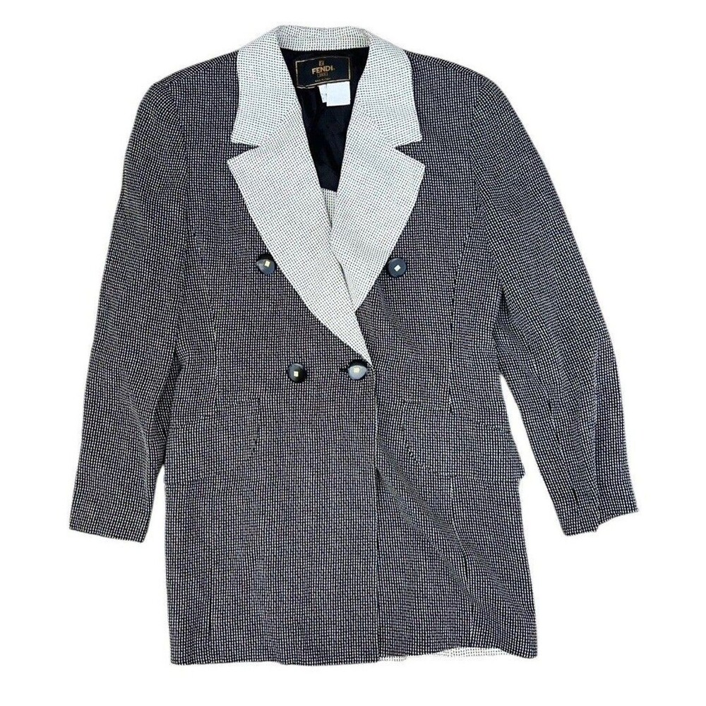FENDI Vintage Women’s FF Double Breasted Blazer Sz F-B 42, GB 14, J-I 44, US 10
